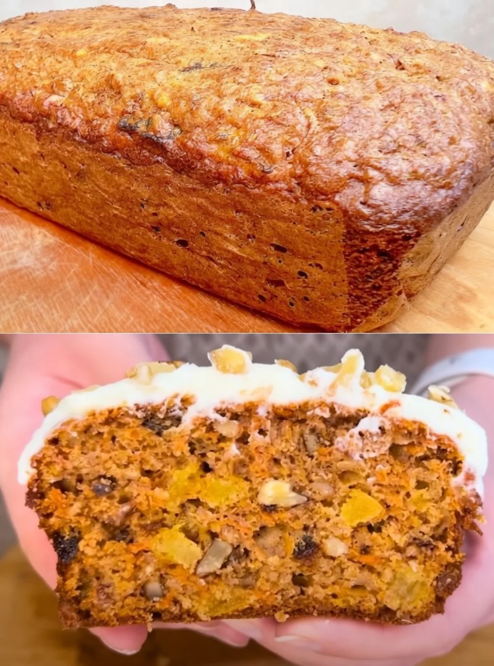 Delicious moist oatmeal carrot cake topped with cream cheese frosting