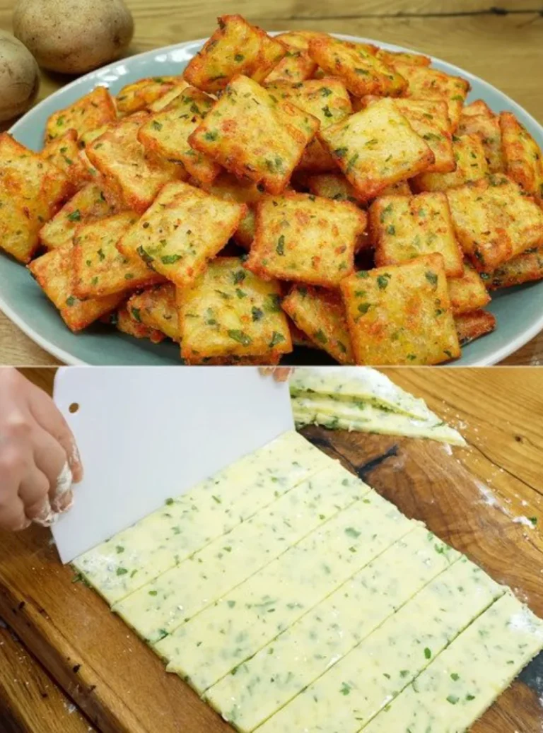 Crispy and golden potato squares served as a delicious snack or side dish.