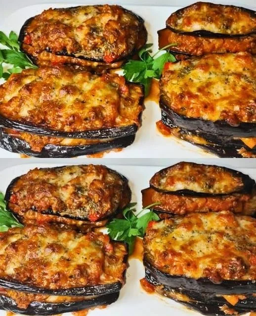 Delicious no-fry eggplant dish with ground beef and seasonings
