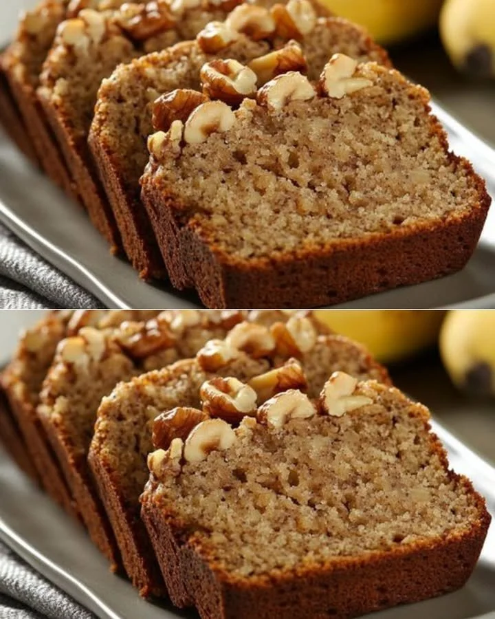 Delicious honey walnut banana bread on a wooden table