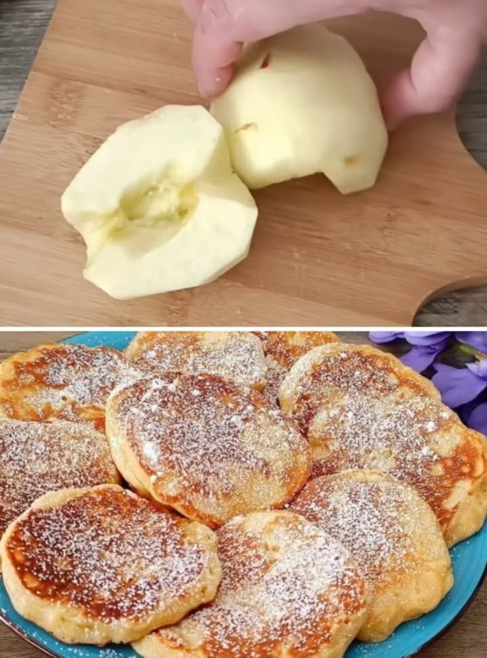 Quick Minute Apple and Yogurt Dessert served in a bowl with fresh apples.