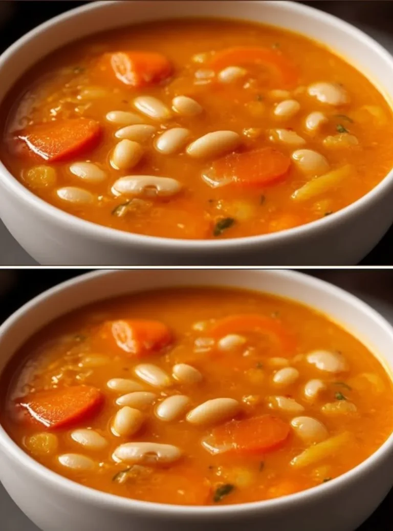 Bowl of Minute Healing White Bean Soup garnished with herbs and spices