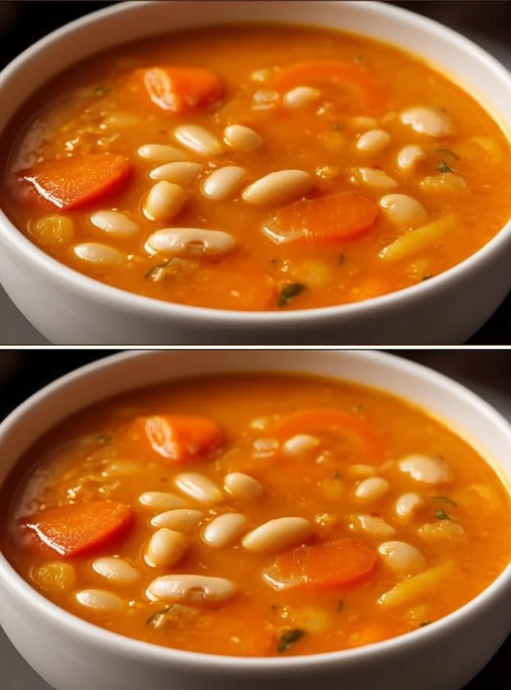 Bowl of Minute Healing White Bean Soup garnished with herbs and spices
