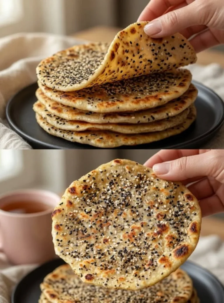 Healthy oat flatbread made without flour or sugar, perfect for busy mornings.