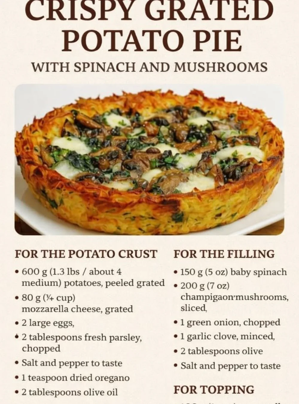 One-Pan Crispy Shredded Potatoes with Spinach and Mushrooms dish