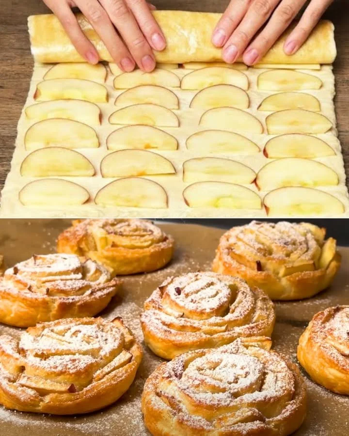 Three Apples and Puff Pastry Dessert plated beautifully