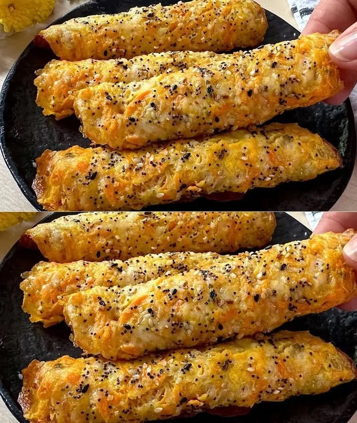 Three-ingredient carrot egg mozzarella bites on a plate, healthy snack recipe
