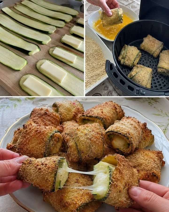 Crispy air fryer stuffed zucchini empanadas served on a plate