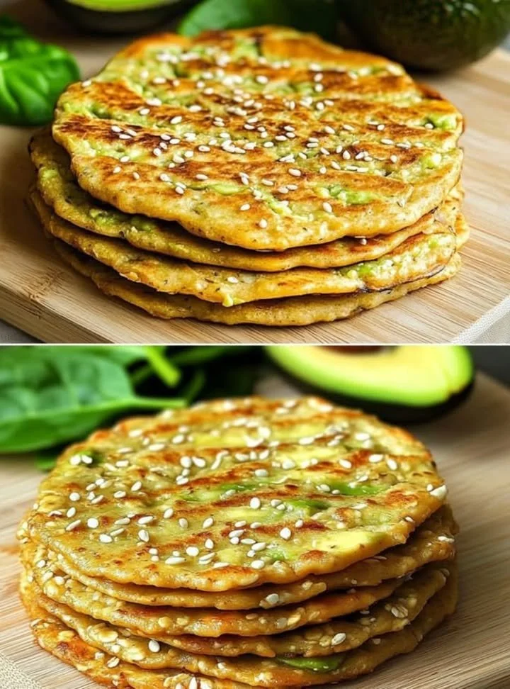 Sliced Avocado Oats Bread on a wooden cutting board, garnished