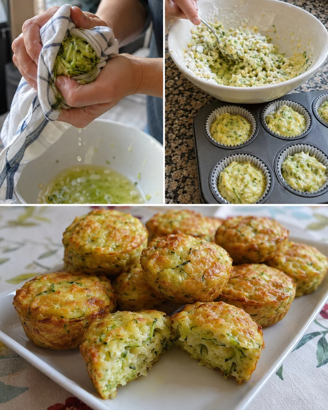 Baked zucchini and cheese pastries fresh out of the oven