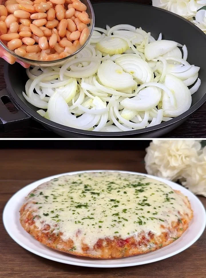 Delicious beans with onions served in a bowl, perfect for a quick meal.