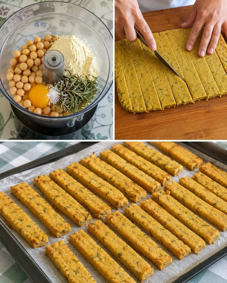 Crispy chickpea and rosemary sticks served in a bowl.