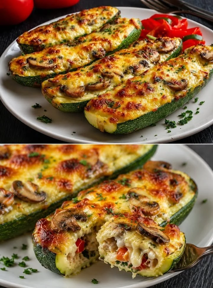 Delicious quick and easy zucchini recipe served on a plate