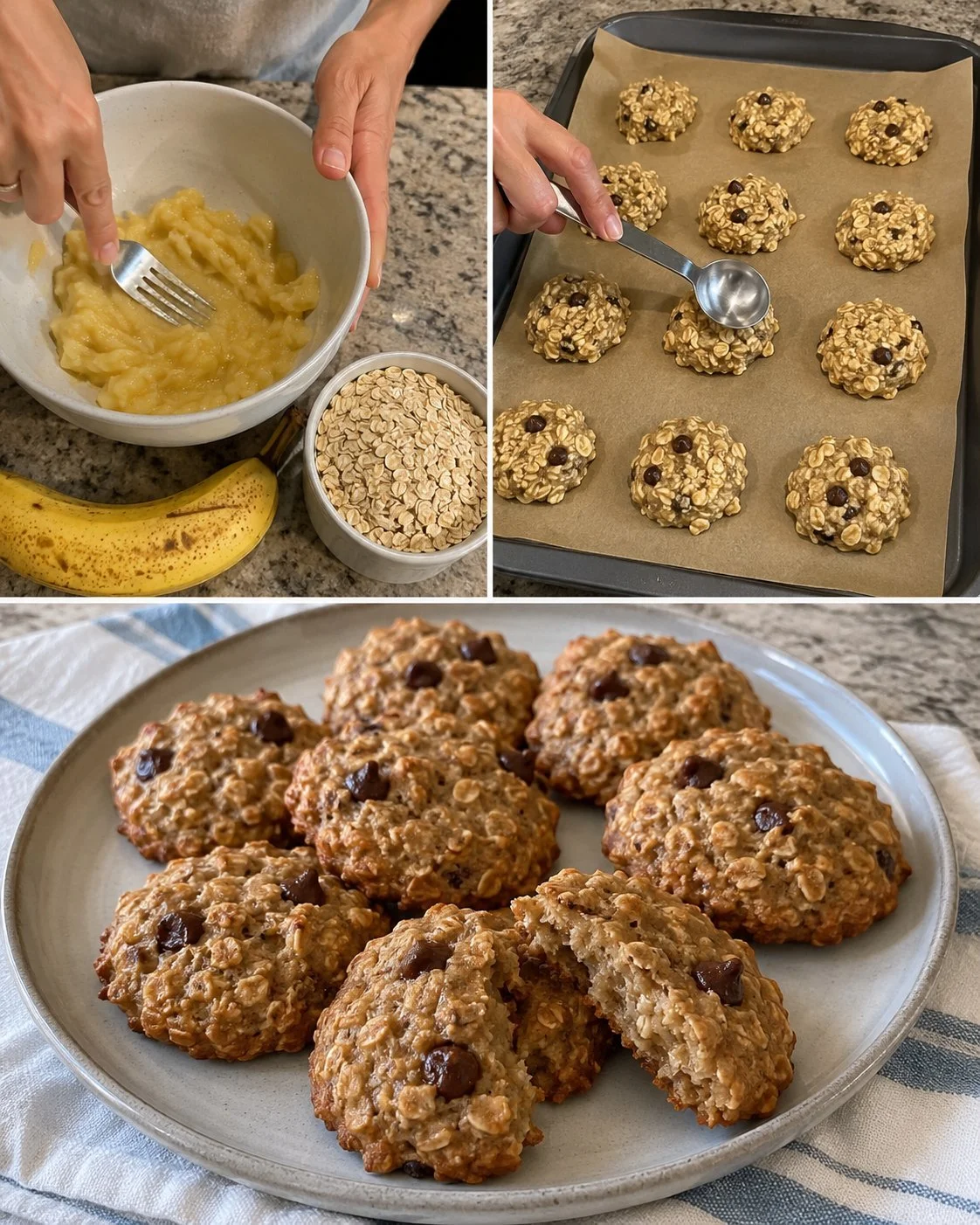 Delicious banana oat cookies made with just 2 ingredients for a healthy breakfast