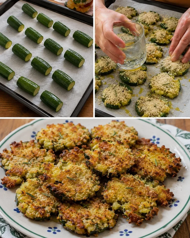 Crispy oven-baked zucchini slices served on a plate