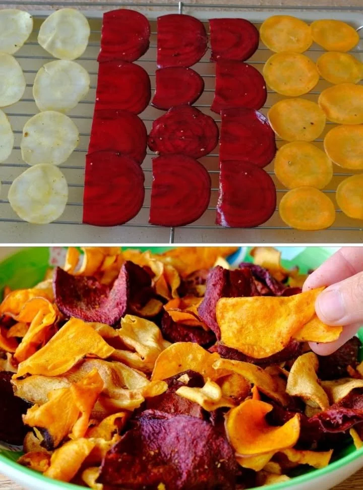 A bowl of crispy veggie chips, a healthy and flavorful snack alternative.