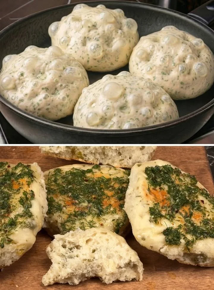 Easy garlic bread made at home without oven and kneading
