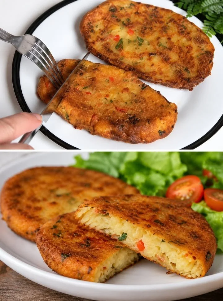 Delicious egg-free potato schnitzel served on a plate