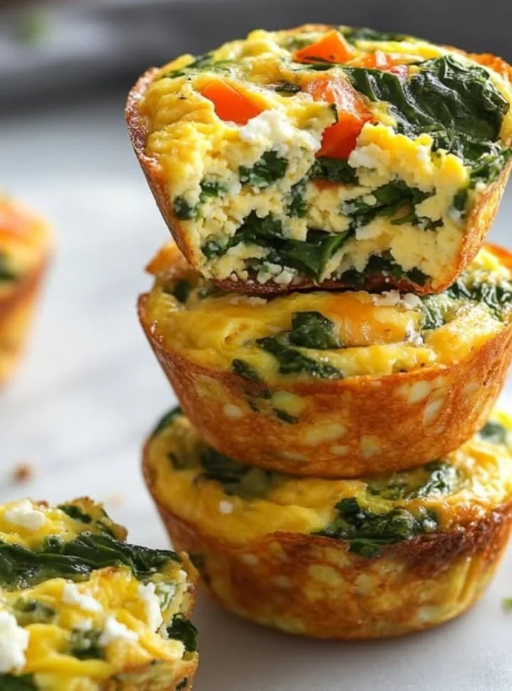 Gluten-free spinach feta muffins fresh out of the oven