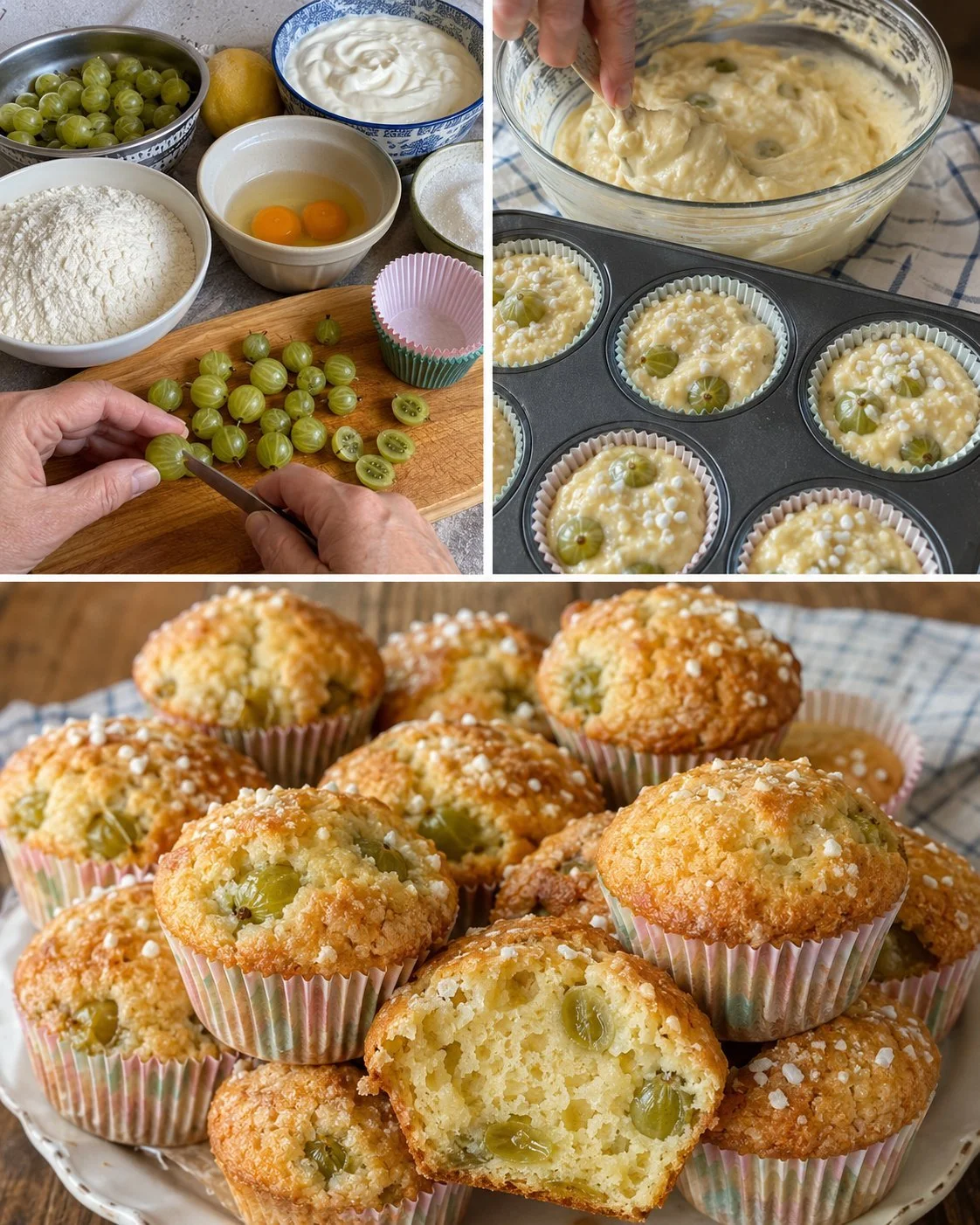 Gooseberry lemon tea cakes on a decorative plate