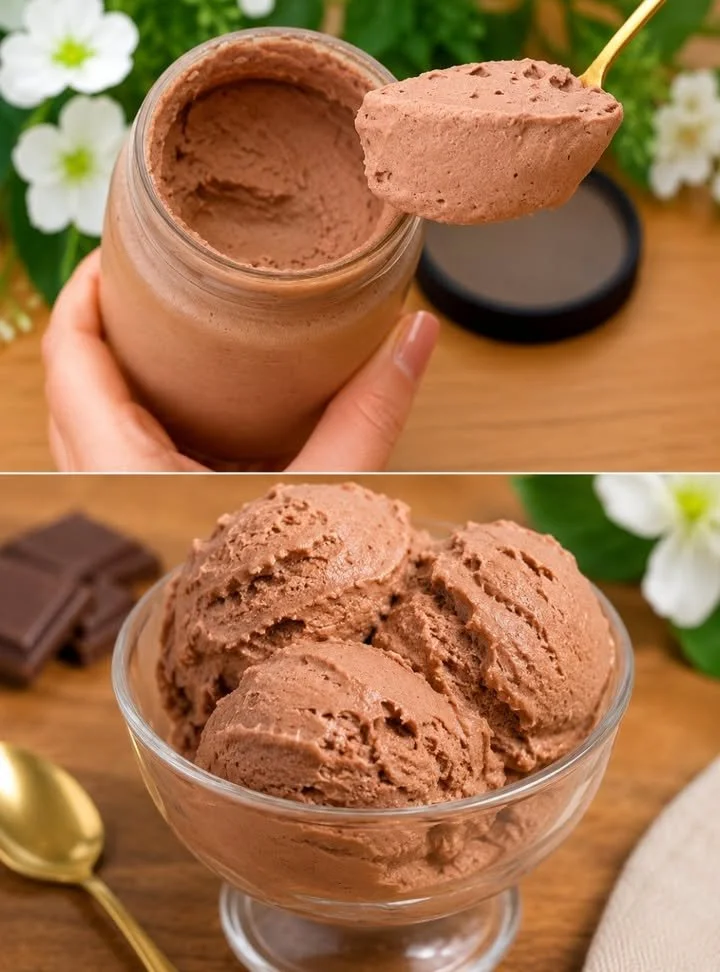 Delicious homemade ice cream in a jar, ready to be enjoyed.