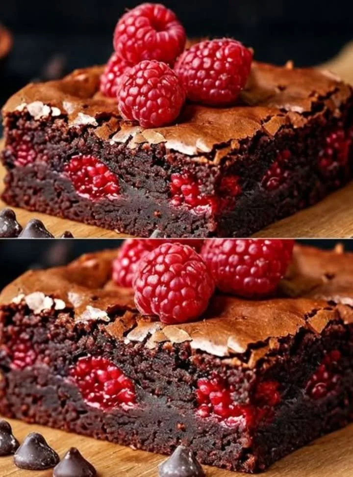 Freshly baked Banana Chocolate Brownies on a wooden table
