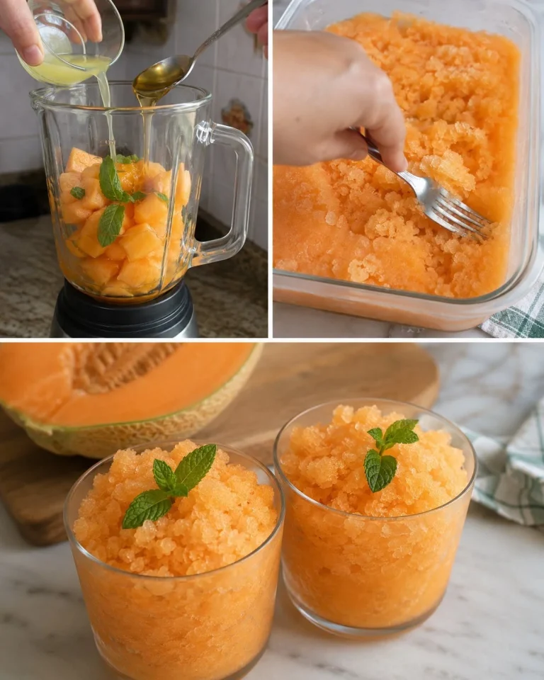 A refreshing bowl of homemade melon granita, a popular Italian summer dessert.