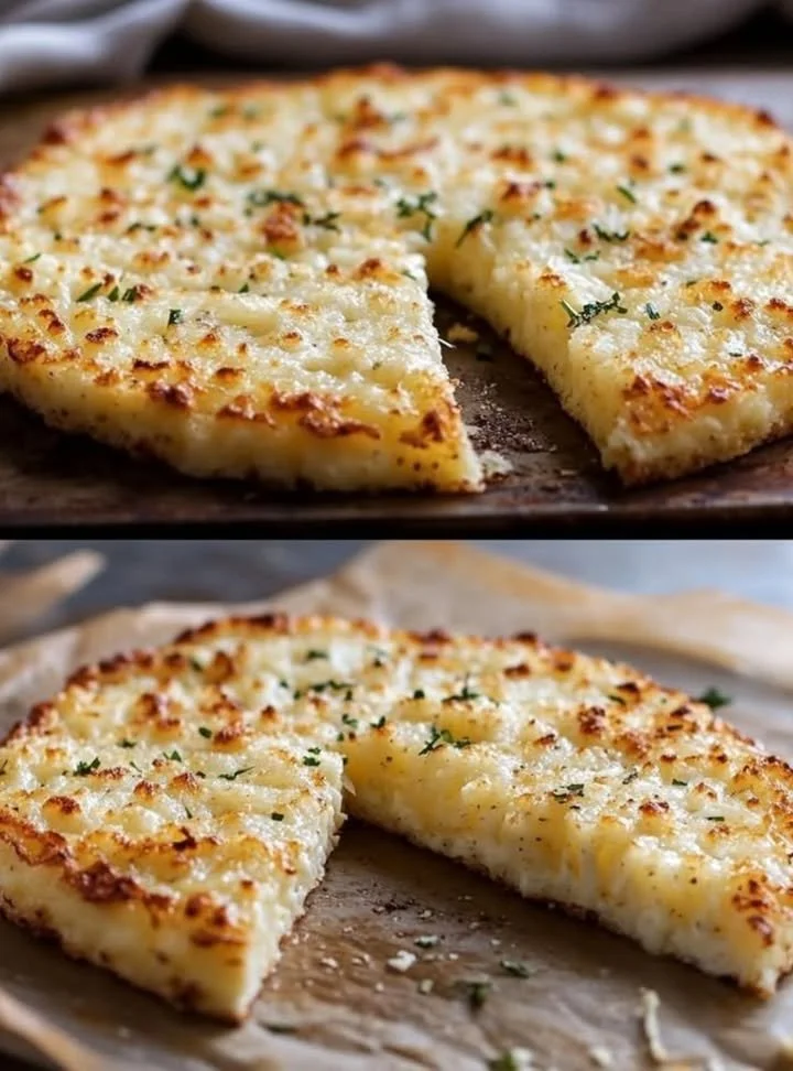 Crispy low-carb flatbread made with cauliflower and parmesan