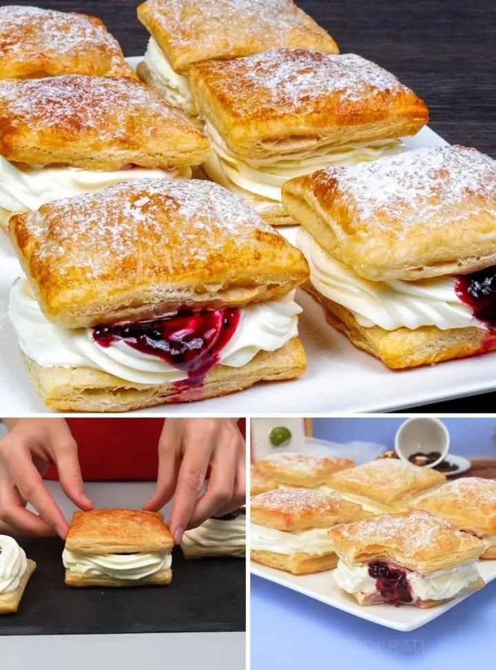 No-Bake Puff Pastry Dessert with Creamy Filling