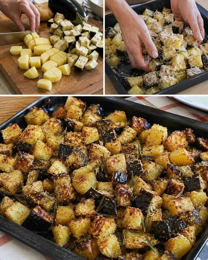 Oven-baked potatoes with a sandy crust, golden and crispy on the outside