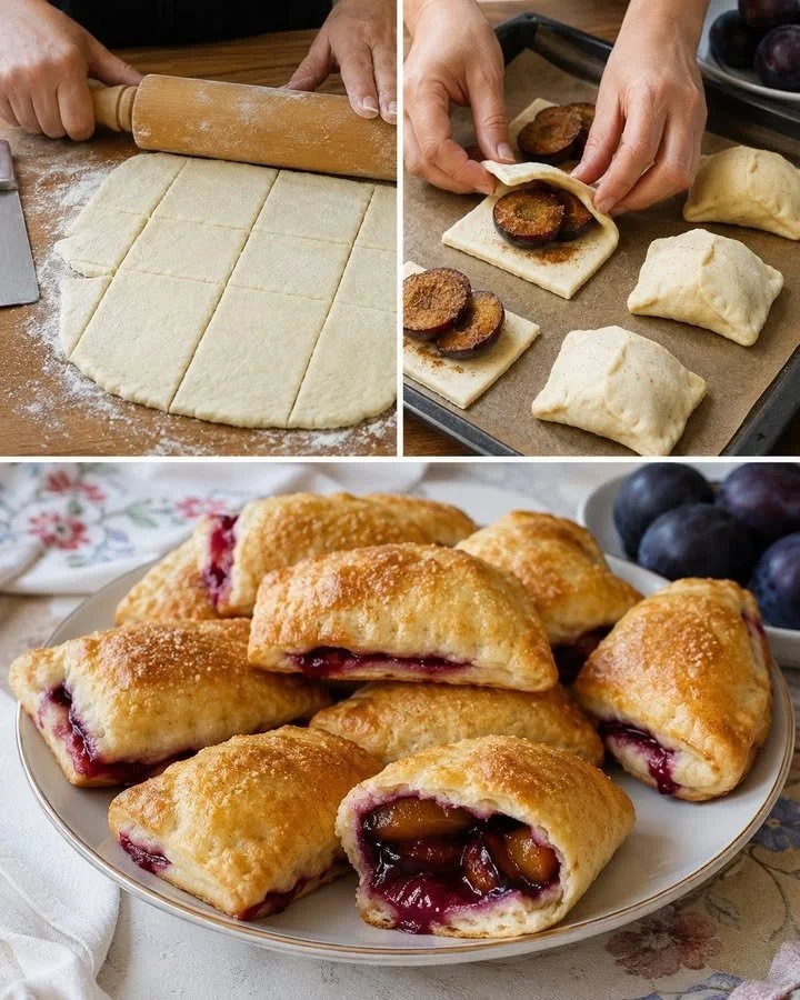 Plum dumplings made with ricotta dough, garnished on a plate.