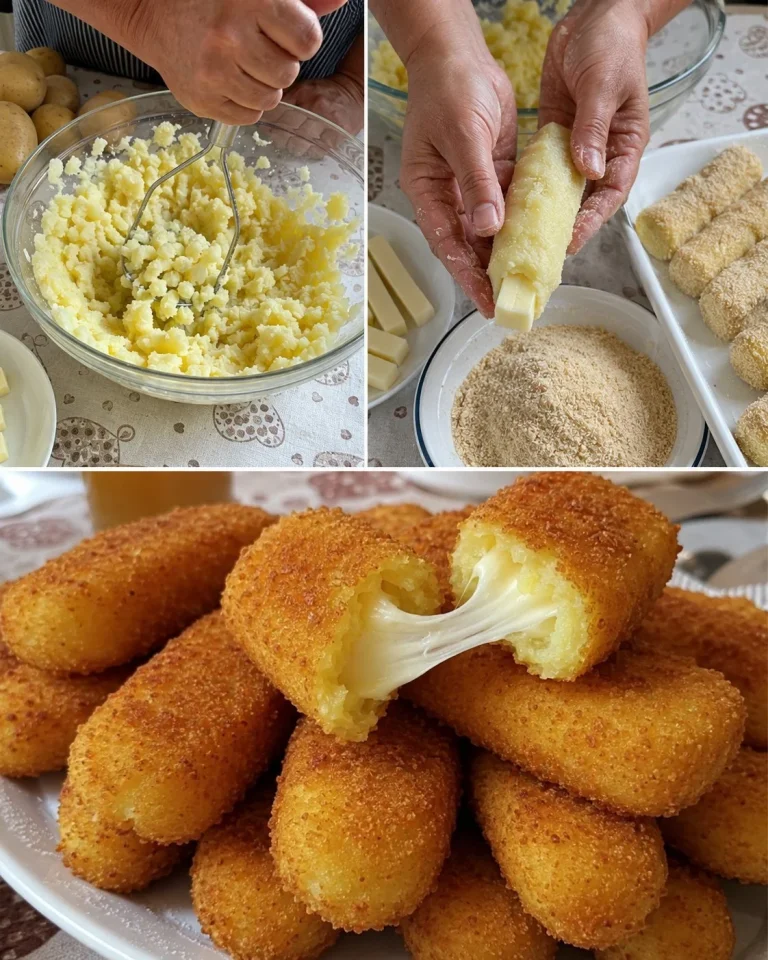 Delicious homemade Potato Sticks with Scamorza cheese