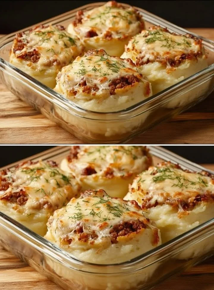 Deliciously baked potato nests filled with cheese and herbs, perfect for dinner.
