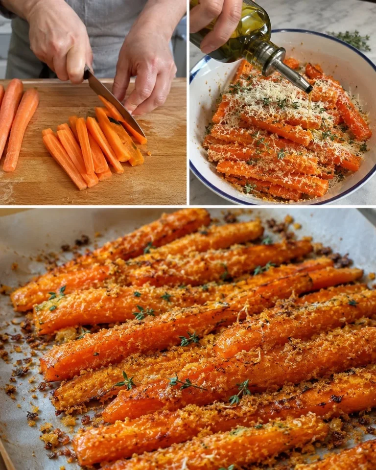 Baked Parmesan Carrot Sticks on a plate, a healthy snack idea