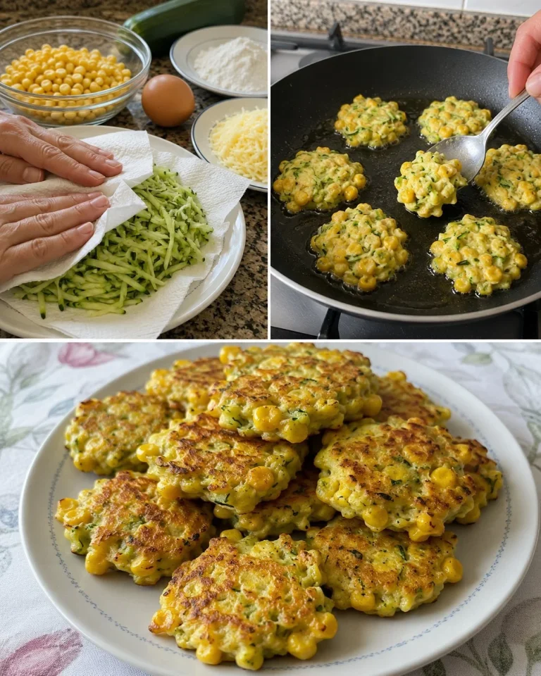 Skillet zucchini and corn bites served in a skillet with fresh herbs