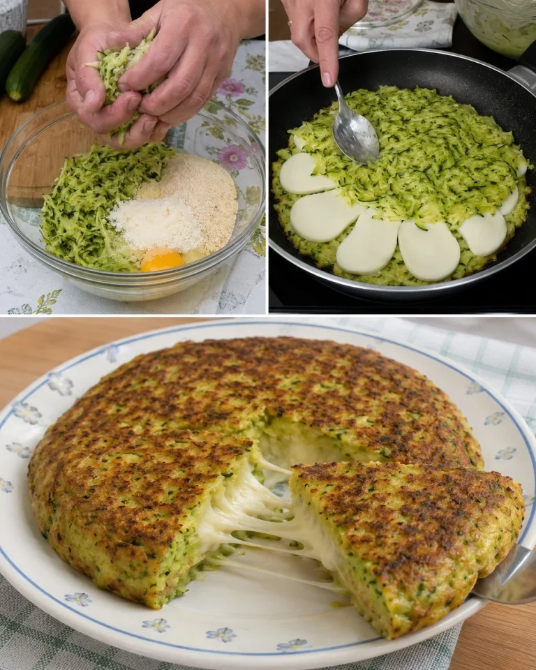 Skillet Zucchini Tortino served with fresh herbs and sliced zucchini