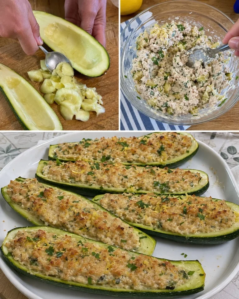 Delicious stuffed zucchini filled with Italian ingredients on a plate