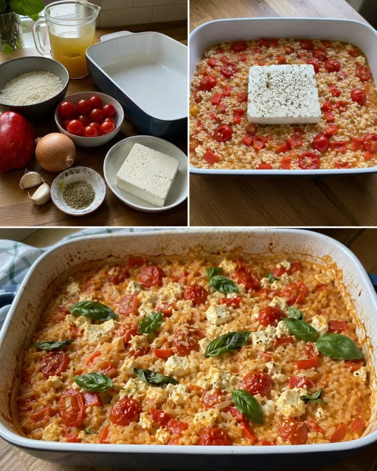 Delicious Tomato and Feta Rice dish served in a bowl with fresh herbs on top.