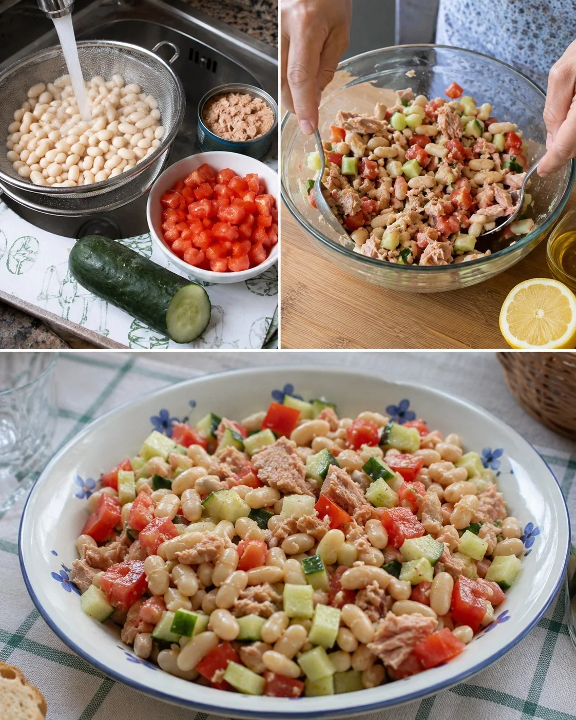 White Bean Tuna Salad with tomatoes, a healthy and tasty meal option