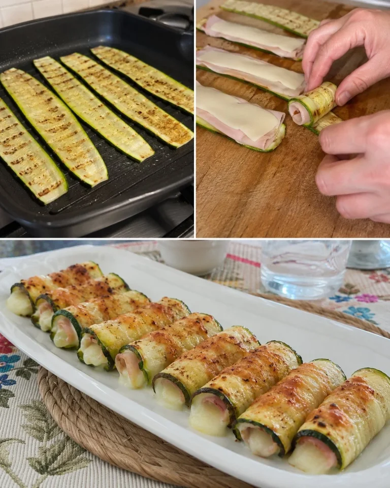 Zucchini Involtini stuffed with Turkey Ham, a healthy Italian dish