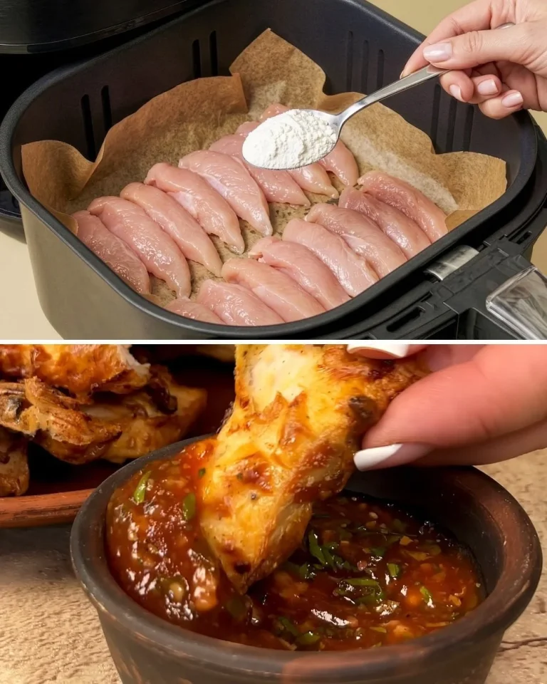 Air Fryer Chicken with Honey-Chili Sauce served on a plate