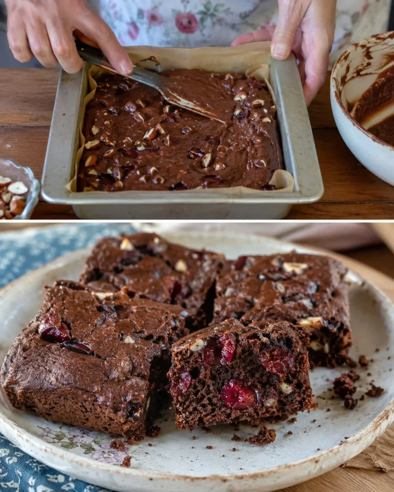 Delicious Almond Cherry Chocolate Squares on a plate