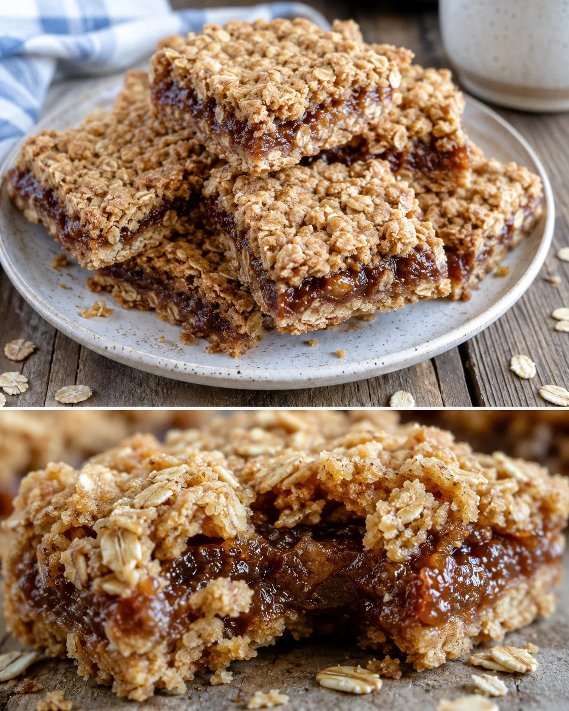 Deliciously baked Apple Butter Oat Crumble Bars with a golden oat topping.