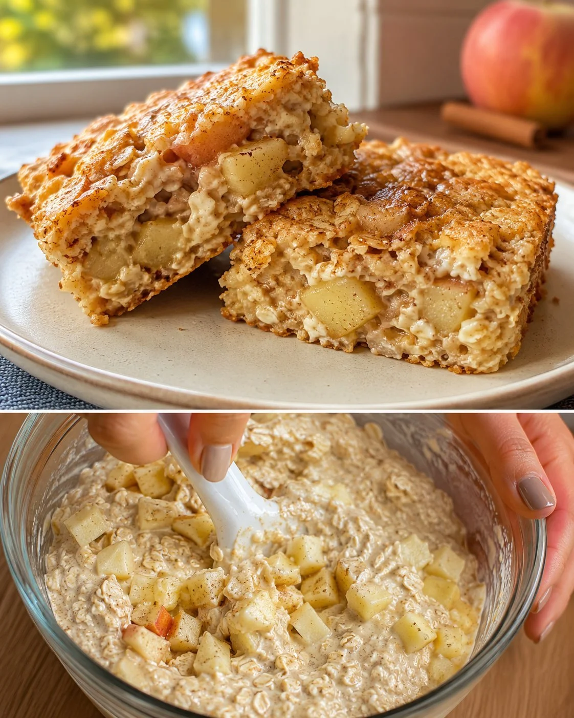 Apple Cinnamon Cottage Cheese Breakfast Squares served on a plate