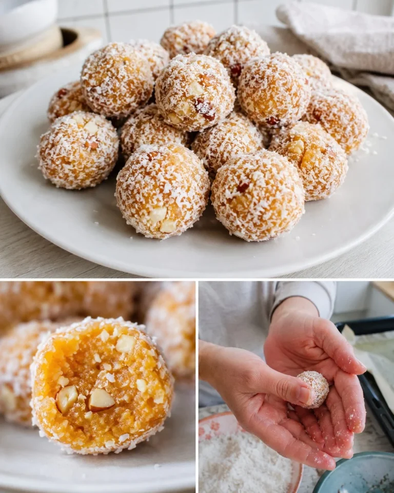 Delicious apricot almond no-bake truffles ready to enjoy.
