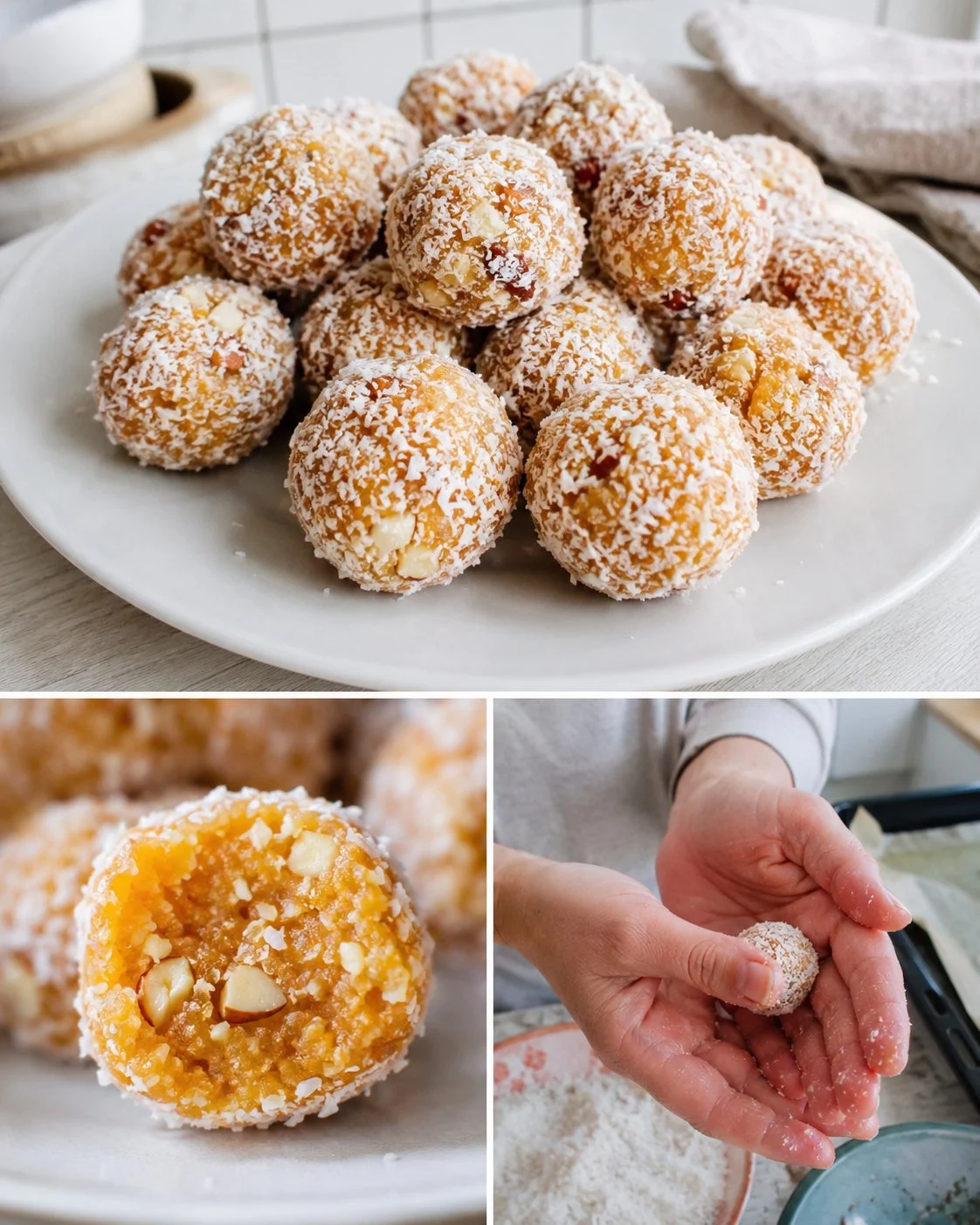Delicious apricot almond no-bake truffles ready to enjoy.