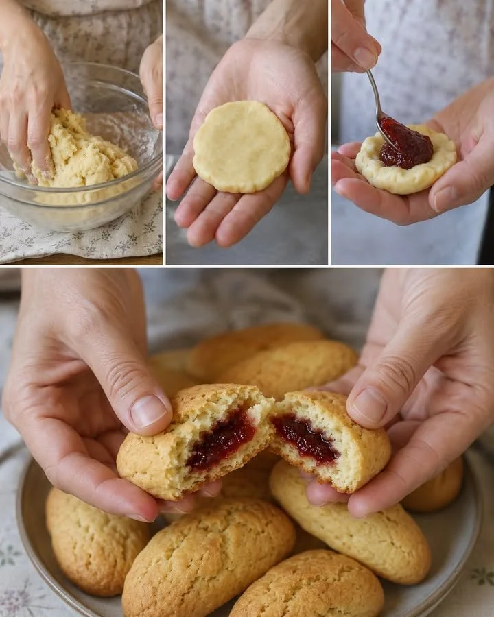Soft biscotti with a jam center, perfect for a delightful snack.