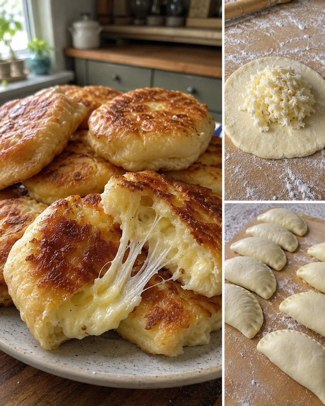 Boiling-water cheese pocket bites served on a plate