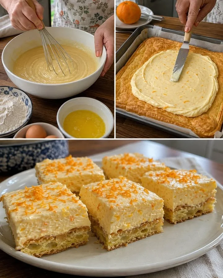 Creamy citrus cream puffs with a golden base and orange topping.