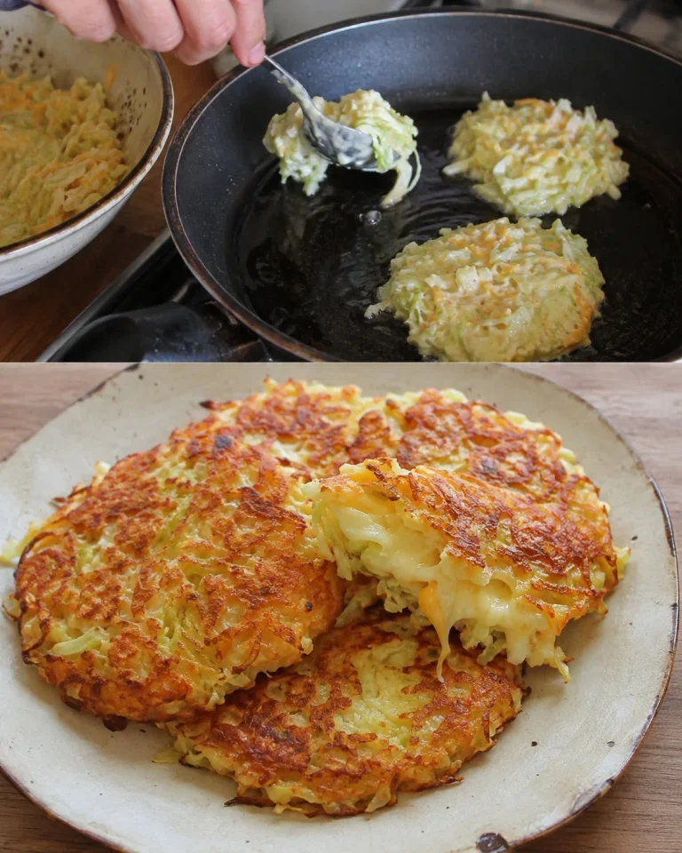Crispy cabbage cheese pancakes served on a plate with dipping sauce.